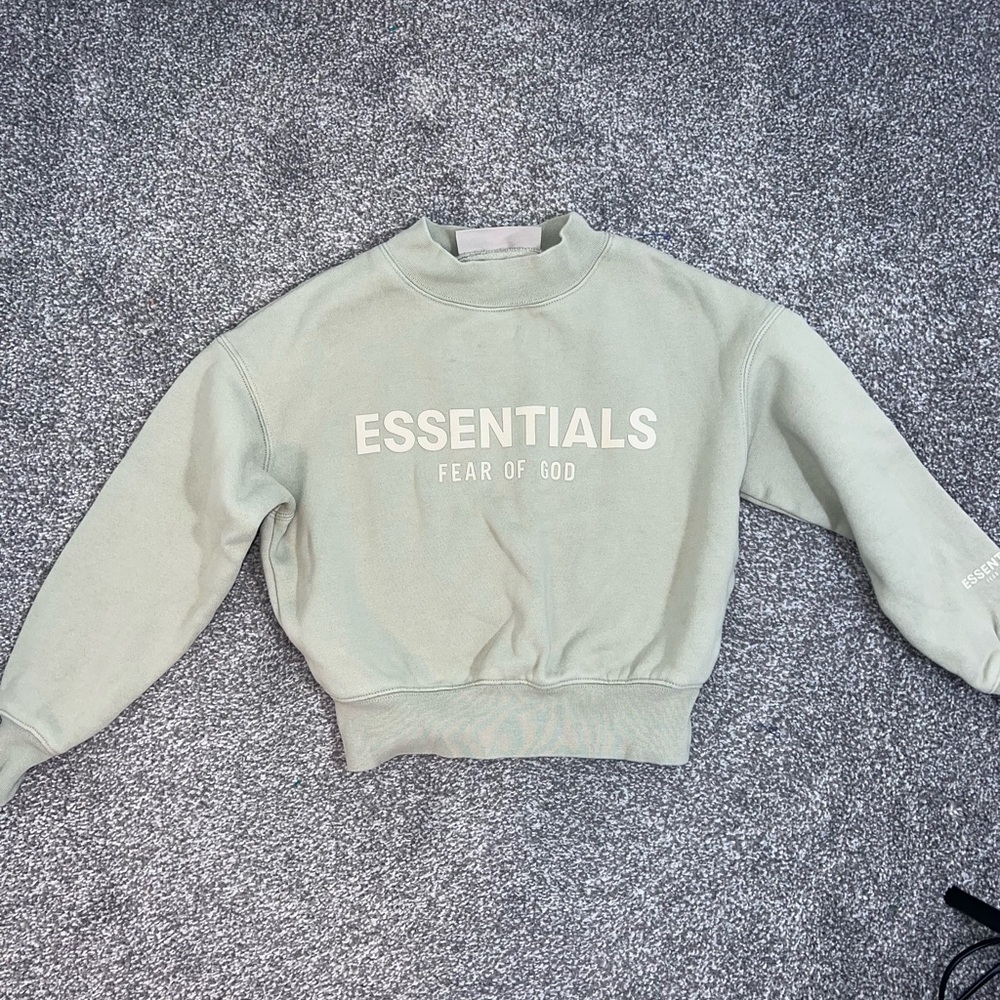 Fear of God Essentials Kids Sage Green Logo Sweatshirt 4-5 years - Picture 2 of 12
